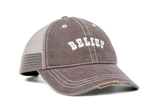 grey distressed trucker cap