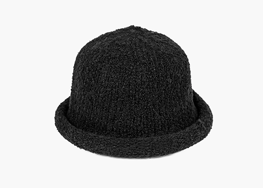 custom black thick knitted wool bucket hat